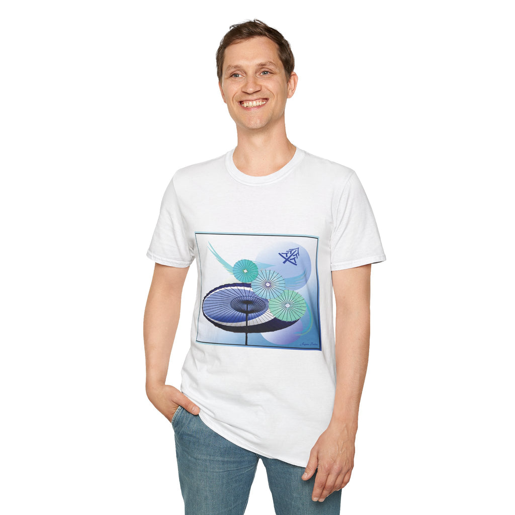Japan Fusion - Serene Shades of Umbrella - Unisex Softstyle T-Shirt | Japanese Apparel