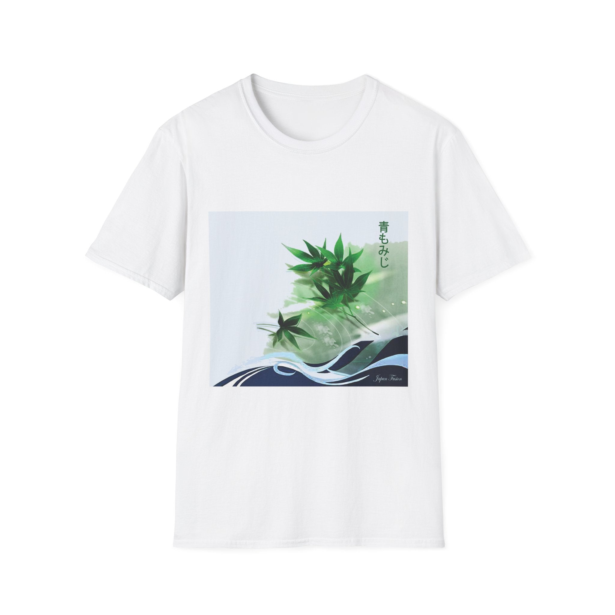 Japan Fusion Maple in Stream Japanese autumn nature art unisex graphic White t-shirt