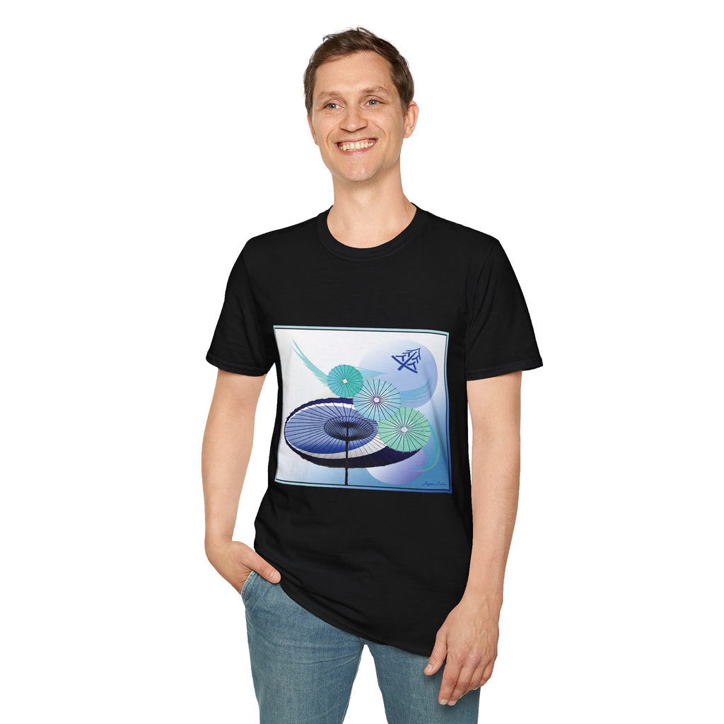 Japan Fusion - Serene Shades of Umbrella - Unisex Softstyle T-Shirt | Japanese Apparel