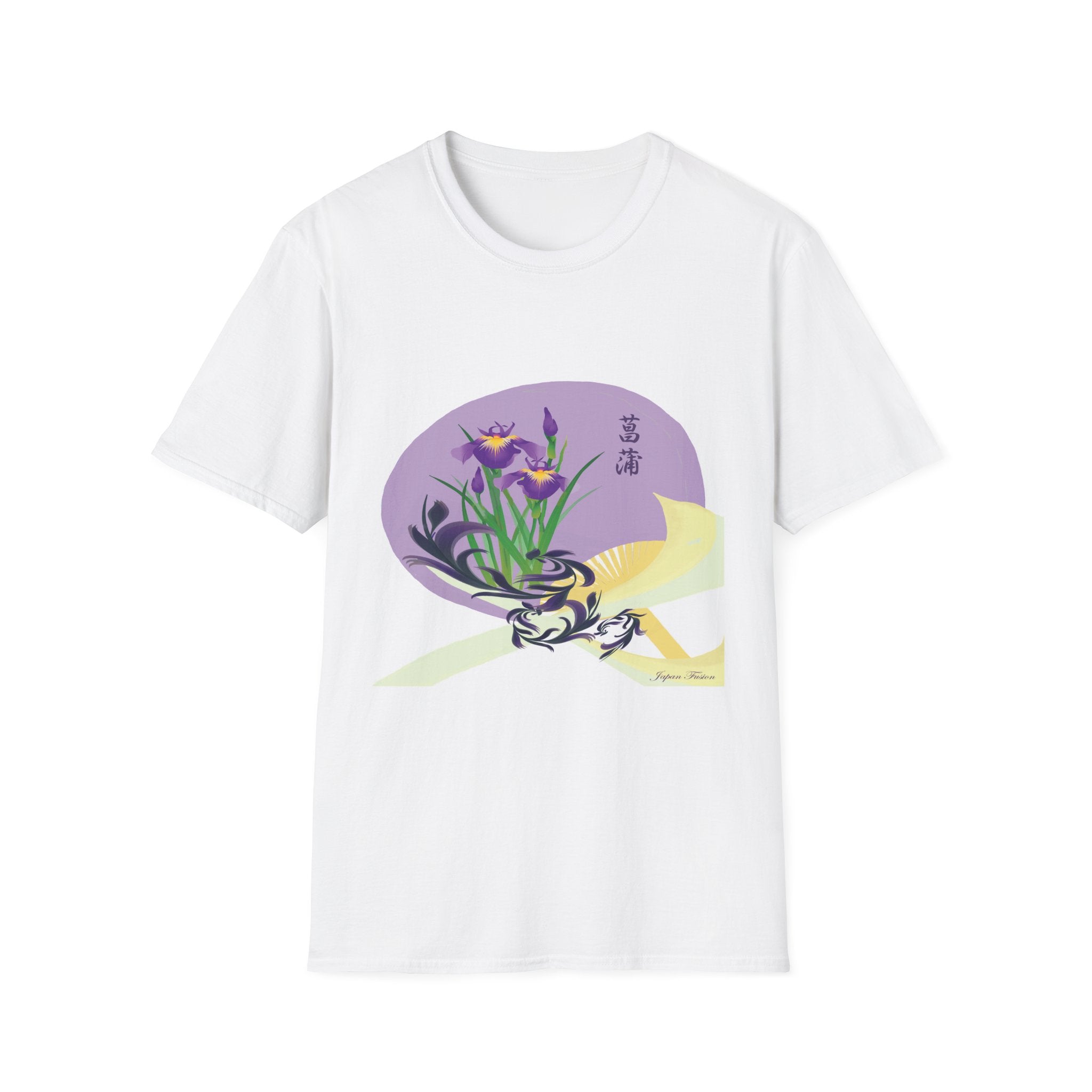 Japan Fusion Ayame iris fan Japanese art unisex graphic  White t-shirt