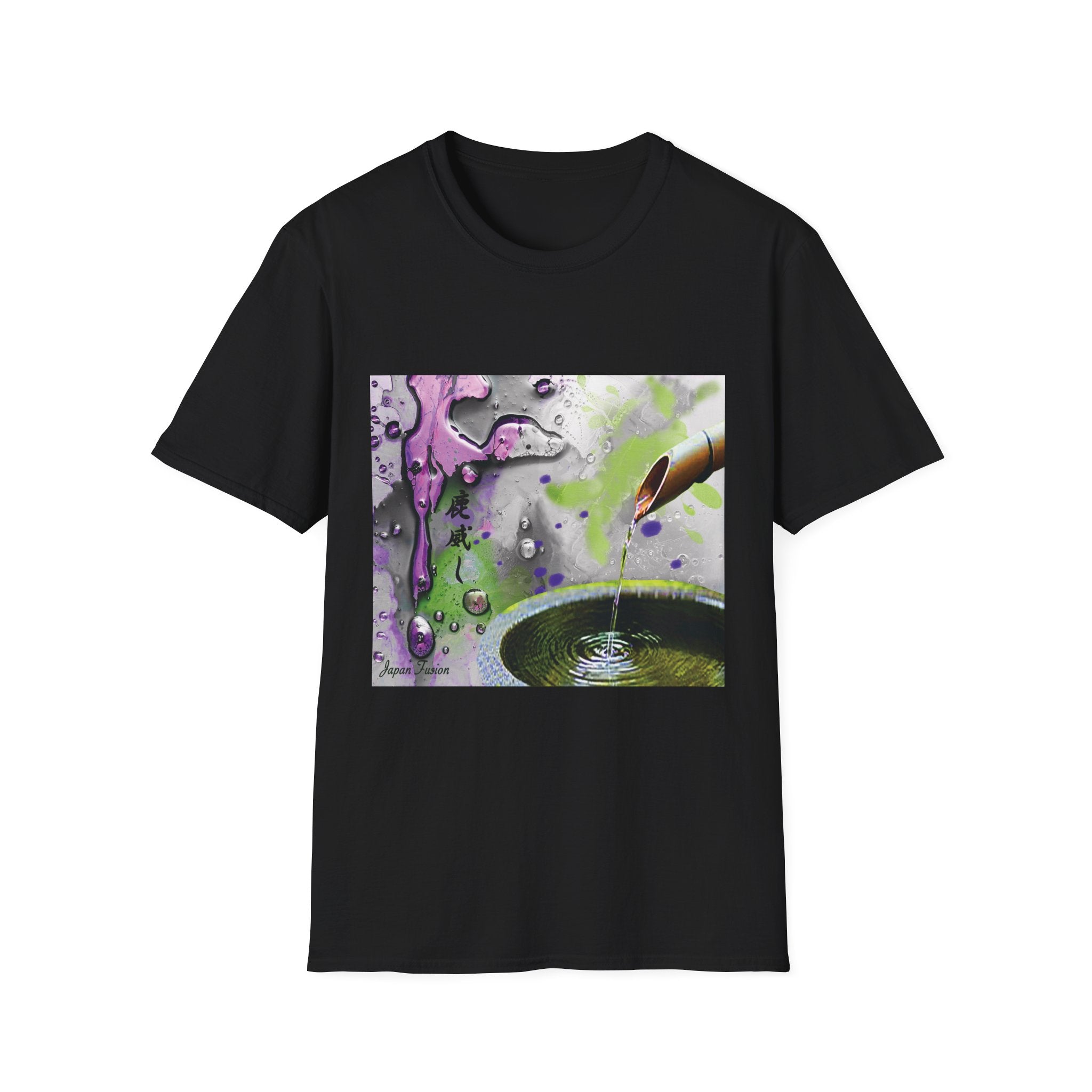 Japan Fusion Bamboo Serenity Japanese nature bamboo art unisex graphic Black t-shirt