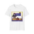 White t-shirt with a graphic of a bear in a chef's outfit and traditional Japanese setting.