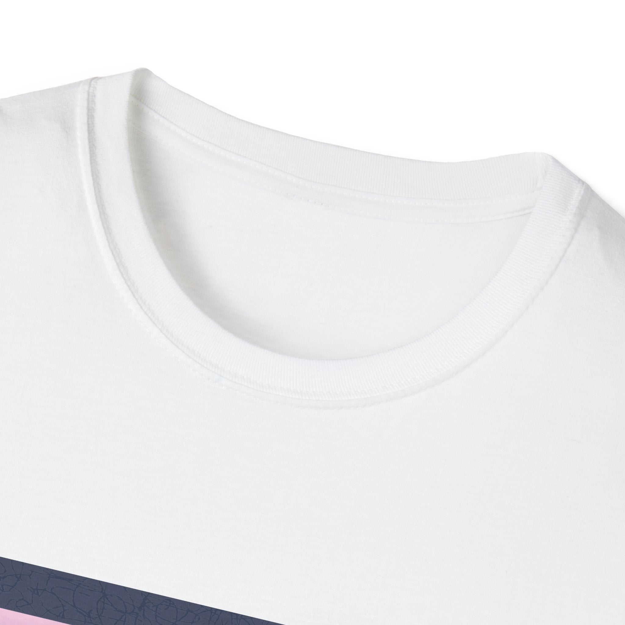 Close-up of a white t-shirt with a collar on a white background