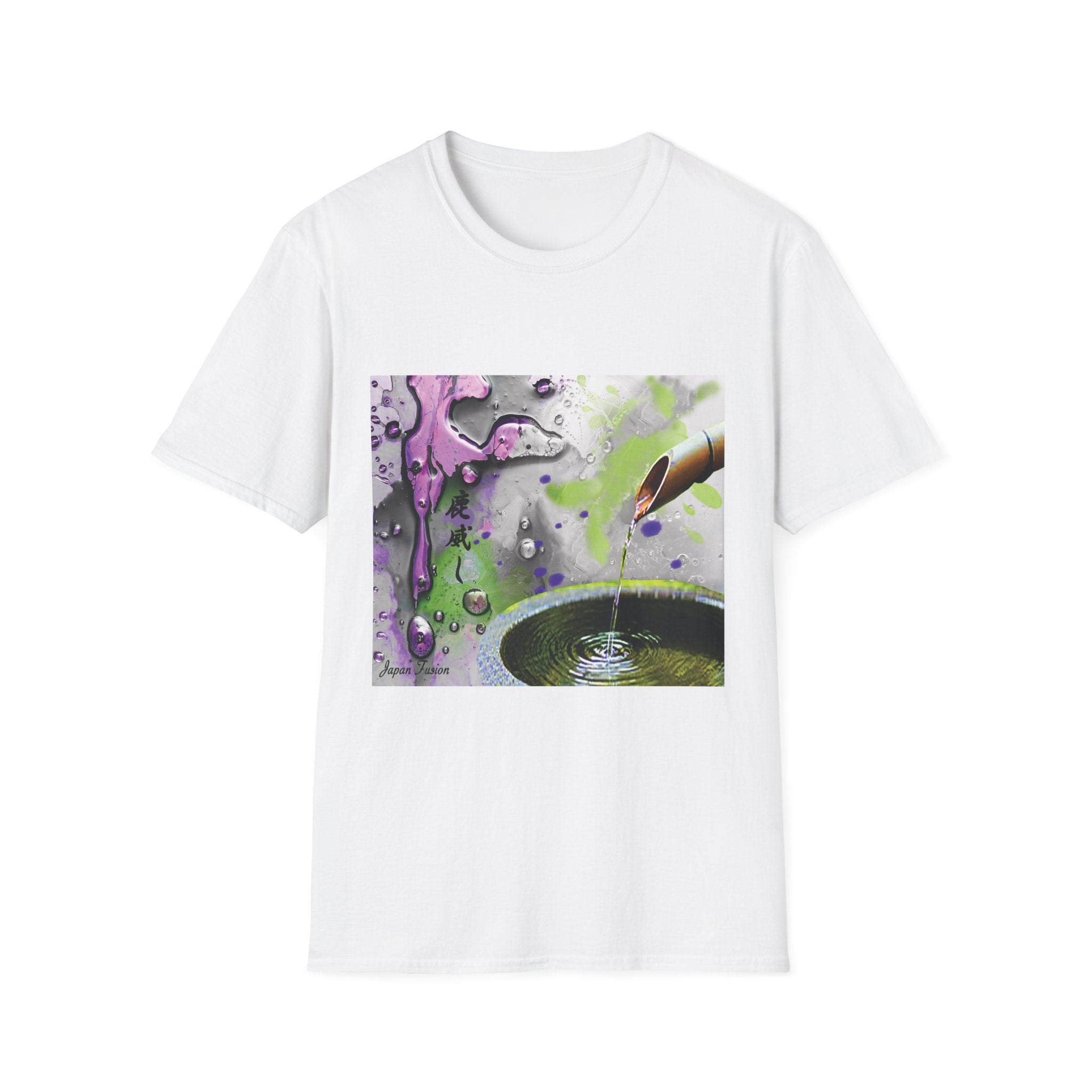 Japan Fusion Bamboo Serenity Japanese nature bamboo art unisex graphic White t-shirt